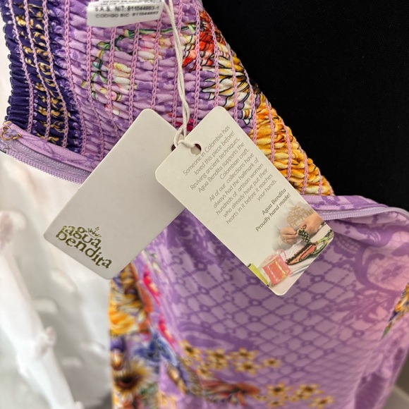 Agua Bendita x Revolve Suzie Floral Lavender Sweetheart Tiered Maxi Dress Large - Picture 14 of 14